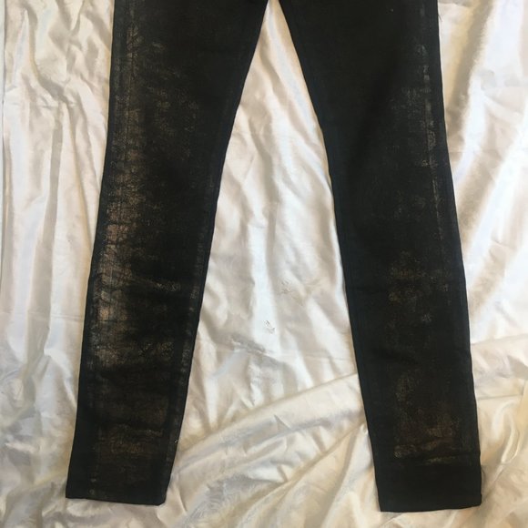 Guess Curvy Sophia Skinny Bronzer Wash Black Silver Shiny Jeans Size 26 Mid Rise - Picture 3 of 14